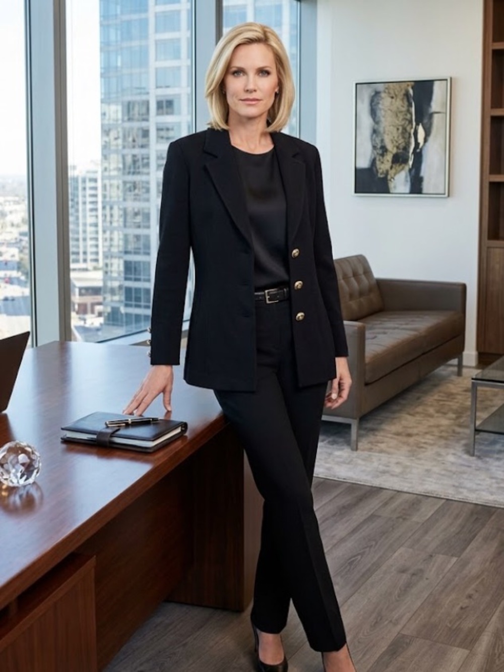 St John Basic black Santana knit 3 button classic blazer
